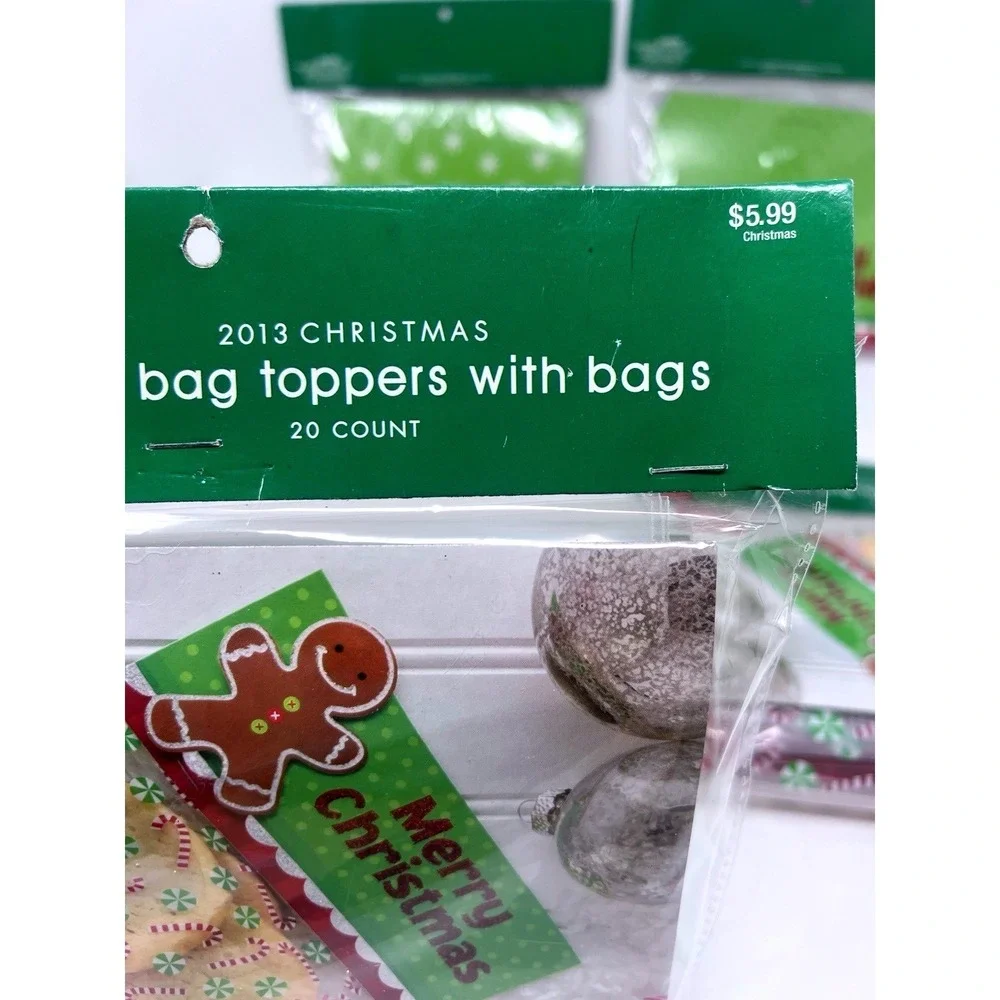 Vtg Hobby Lobby Set of 4 Christmas Treat Bag Toppers W/ Gift Bags 20 Per Pkg